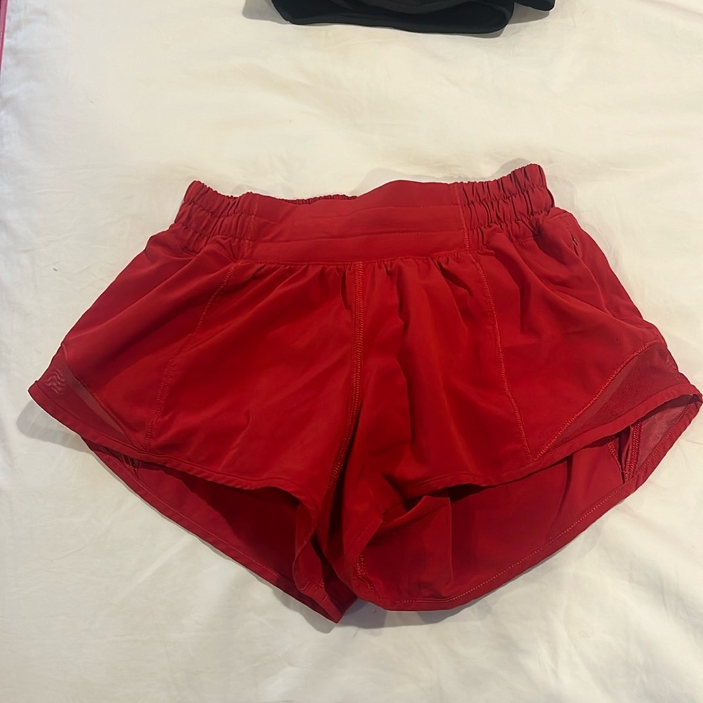 Red Lululemon shorts